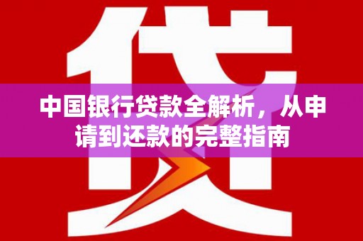 青阳中国银行贷款全解析，从申请到还款的完整指南