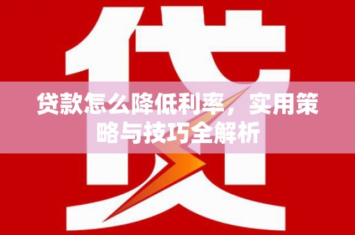 青阳贷款怎么降低利率，实用策略与技巧全解析