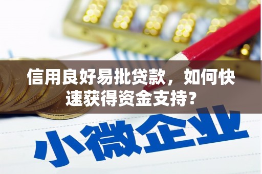 青阳信用良好易批贷款，如何快速获得资金支持？