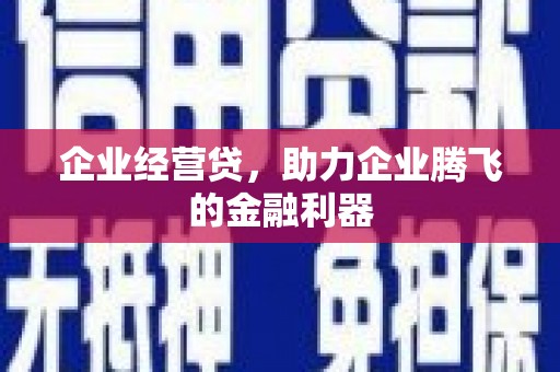 青阳企业经营贷，助力企业腾飞的金融利器