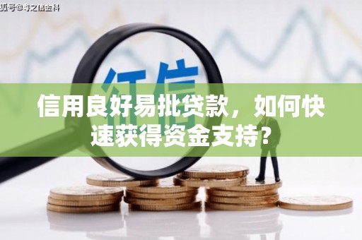 青阳信用良好易批贷款，如何快速获得资金支持？