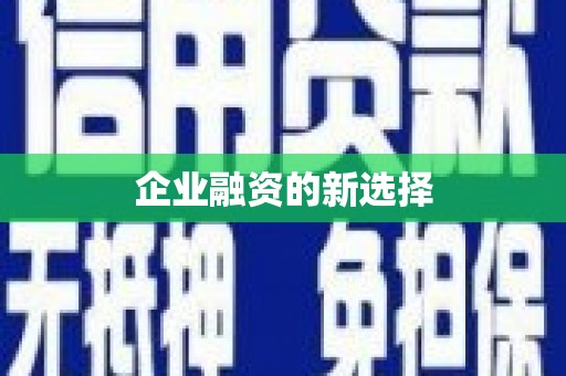 青阳企业融资的新选择