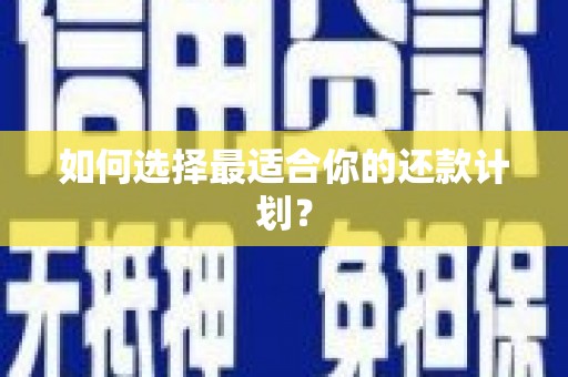 青阳如何选择最适合你的还款计划？