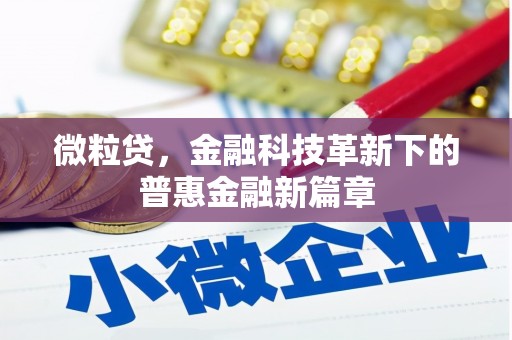 青阳微粒贷，金融科技革新下的普惠金融新篇章