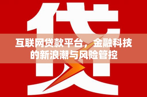 青阳互联网贷款平台，金融科技的新浪潮与风险管控