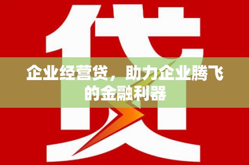 青阳企业经营贷，助力企业腾飞的金融利器