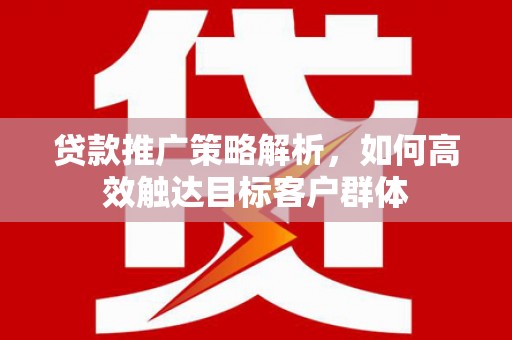 青阳贷款推广策略解析，如何高效触达目标客户群体