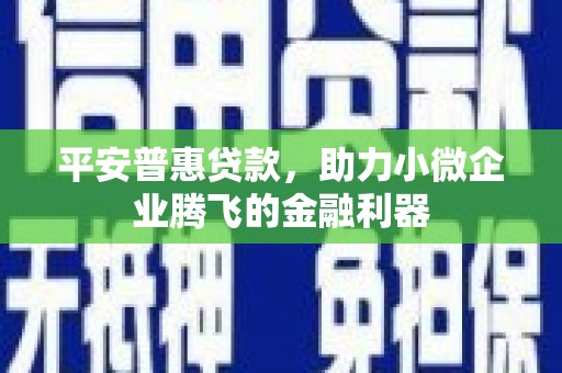青阳平安普惠贷款，助力小微企业腾飞的金融利器