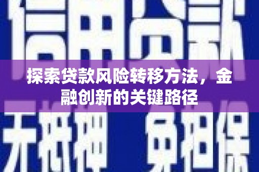 青阳探索贷款风险转移方法，金融创新的关键路径
