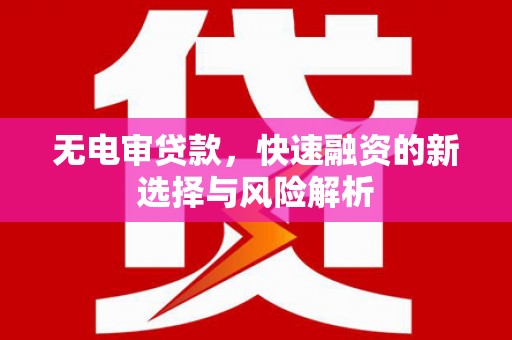 青阳无电审贷款，快速融资的新选择与风险解析