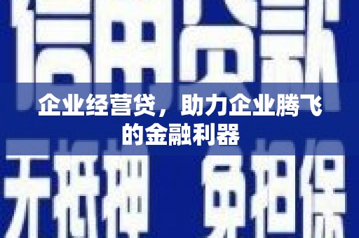 青阳企业经营贷，助力企业腾飞的金融利器