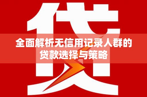 青阳全面解析无信用记录人群的贷款选择与策略