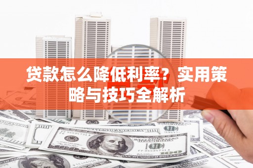 青阳贷款怎么降低利率？实用策略与技巧全解析